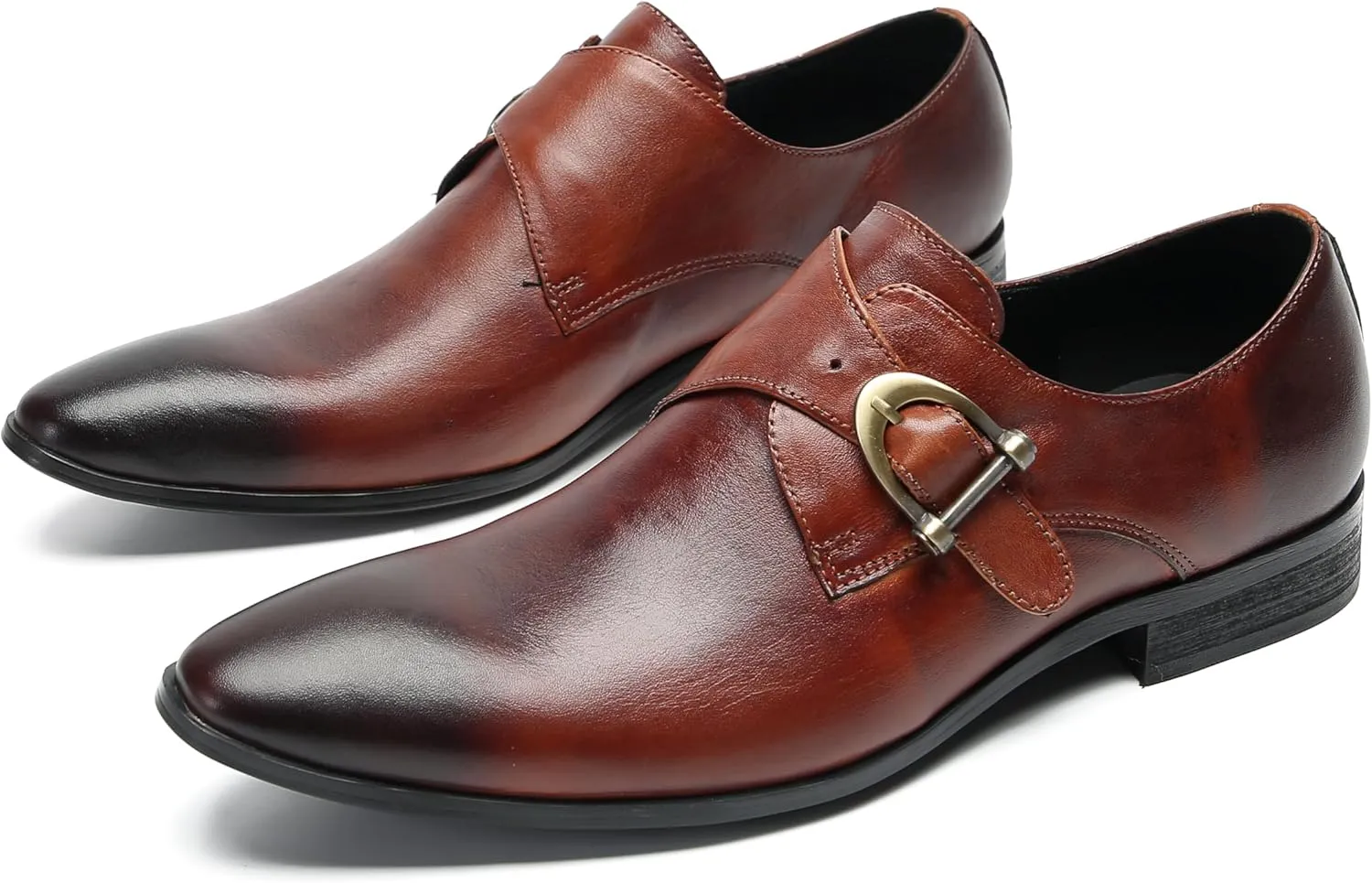 Santimon Men's Loafers Formal Dress Casual Genuine Leathe Monk Strap Loafers Fashion Comfort Business Casual Moccasins Prom Wedding Tuxedo Shoes for Men