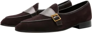Santimon Men's Velvet Penny Loafers with Gold Buckle, Genuine Leather Formal Dress Slip On Shoes,Prom Wedding Tuxedo Shoes for Men