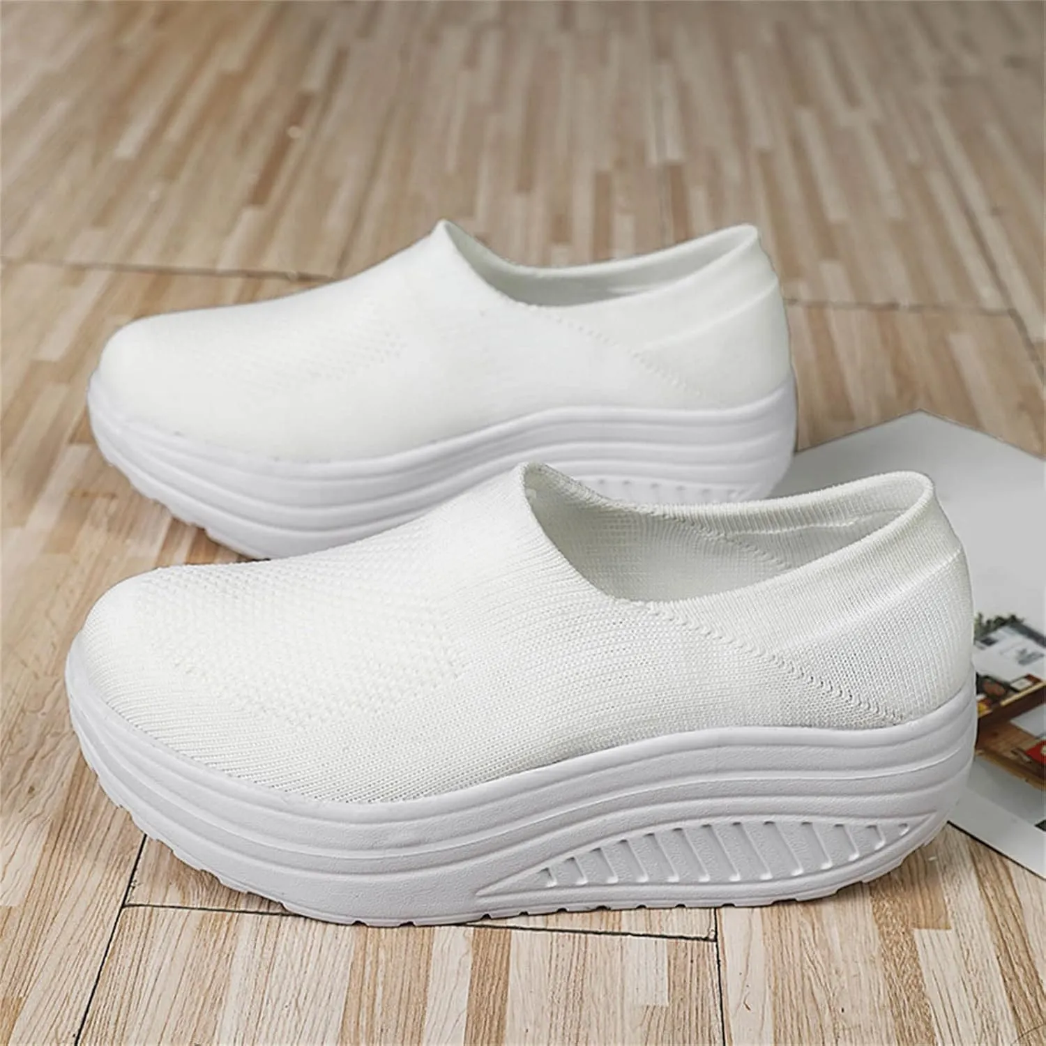 SBGMoSJ Womens Casual Sneakers Wide Slip On Shoes Women Dressy Platform High Top Canvas Shoes for Women Platform Sneakers for Women Wide Slip On Shoes for Women Wide Width