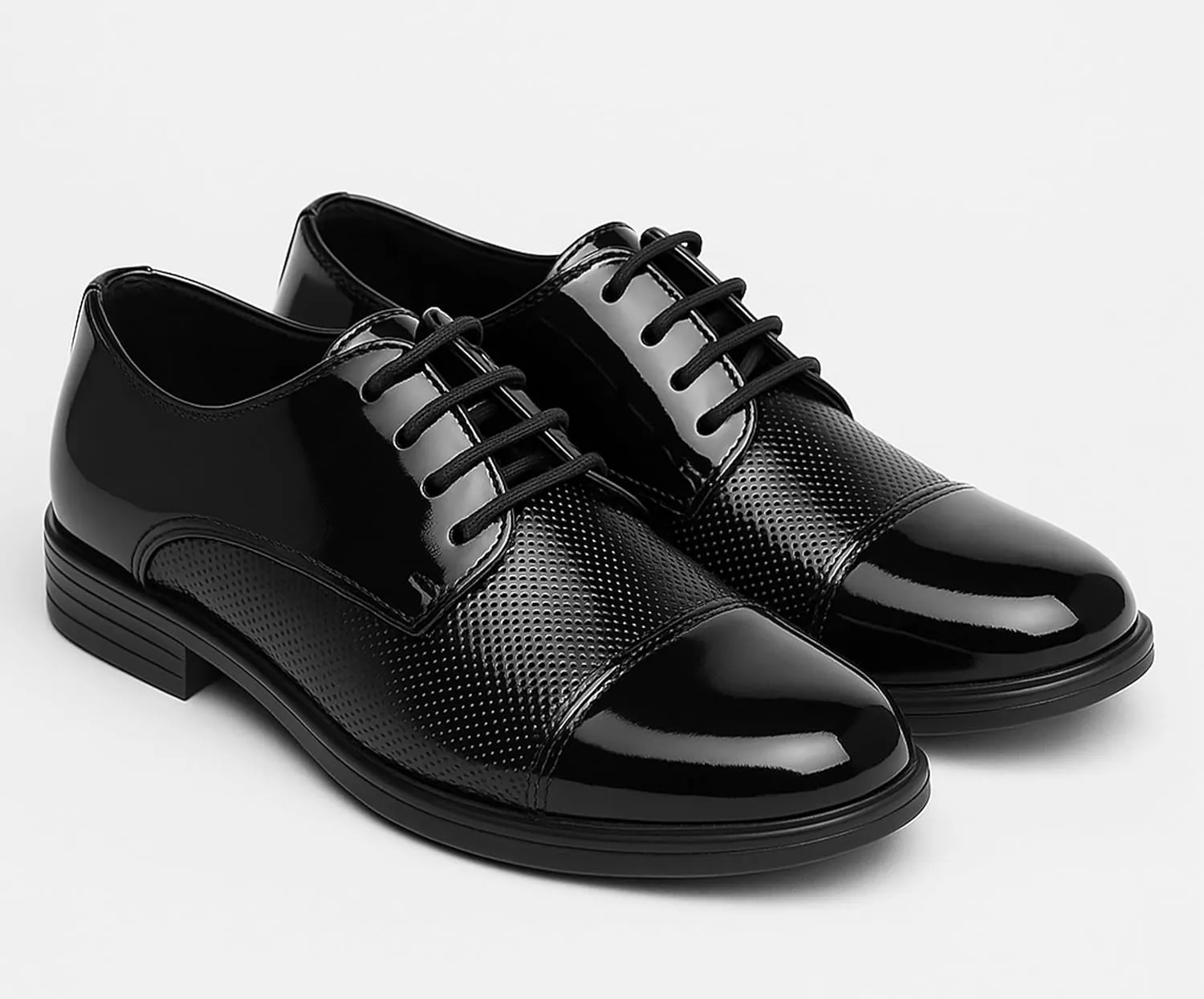 SIRRI Boys Dotted Derby Patent Lace Up Dress Shoes Formal Wedding Prom Footwear