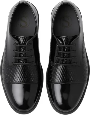 SIRRI Boys Dotted Derby Patent Lace Up Dress Shoes Formal Wedding Prom Footwear