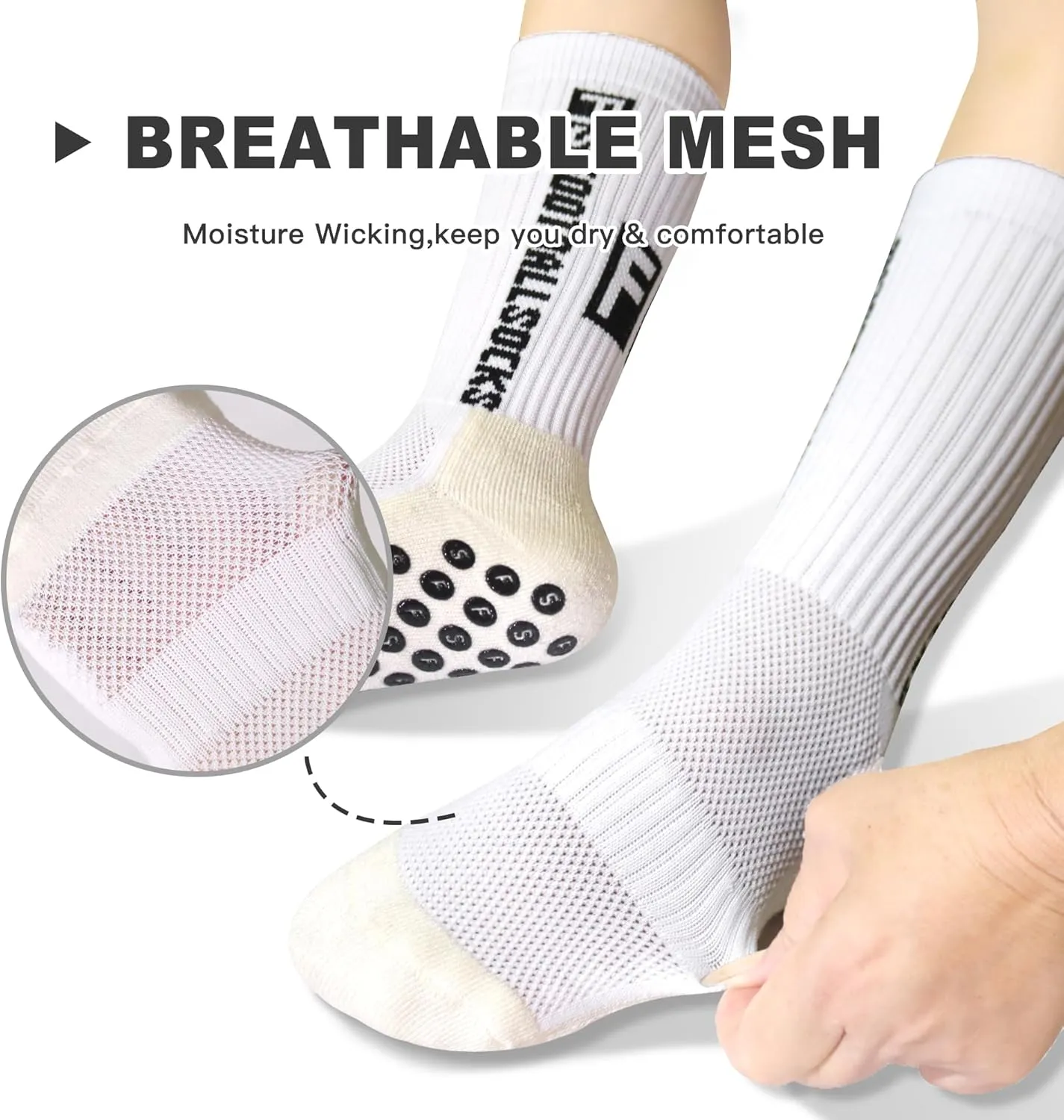 SkiBeaut Kids Soccer Grip Athletic Socks, 4 Pack Anti Skid Football Youth Grippy Slipper Socks for Youth Boy Girl 4-16 Years