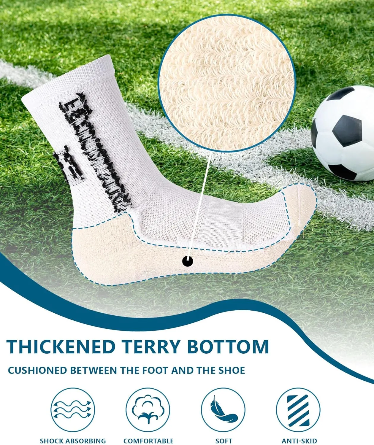 SkiBeaut Kids Soccer Grip Athletic Socks, 4 Pack Anti Skid Football Youth Grippy Slipper Socks for Youth Boy Girl 4-16 Years
