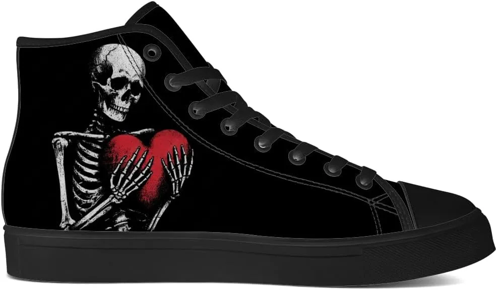 Skull Shoes for Men Women Gothic Skull High Top Canvas Sneakers Lace Up Casual Walking Shoes Gifts for Mama Papa