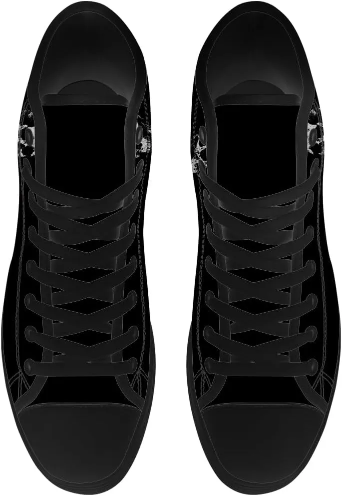 Skull Shoes for Men Women Gothic Skull High Top Canvas Sneakers Lace Up Casual Walking Shoes Gifts for Mama Papa