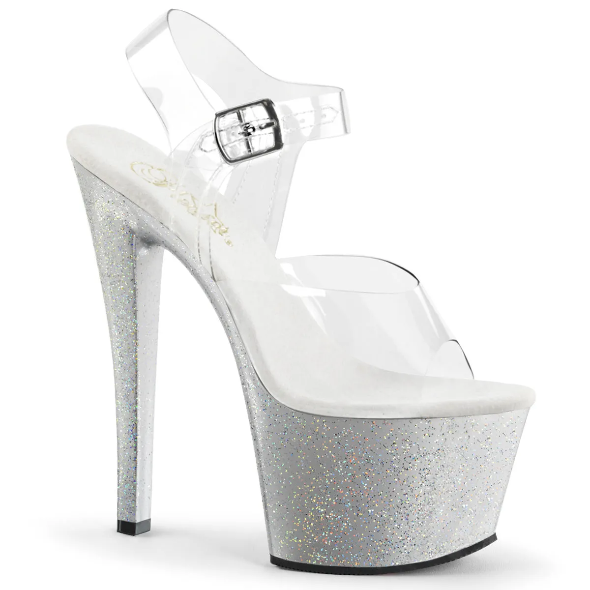 SKY-308MG Pleaser Clear/Silver Sexy Platform Shoes (Pole Dancing Heels)