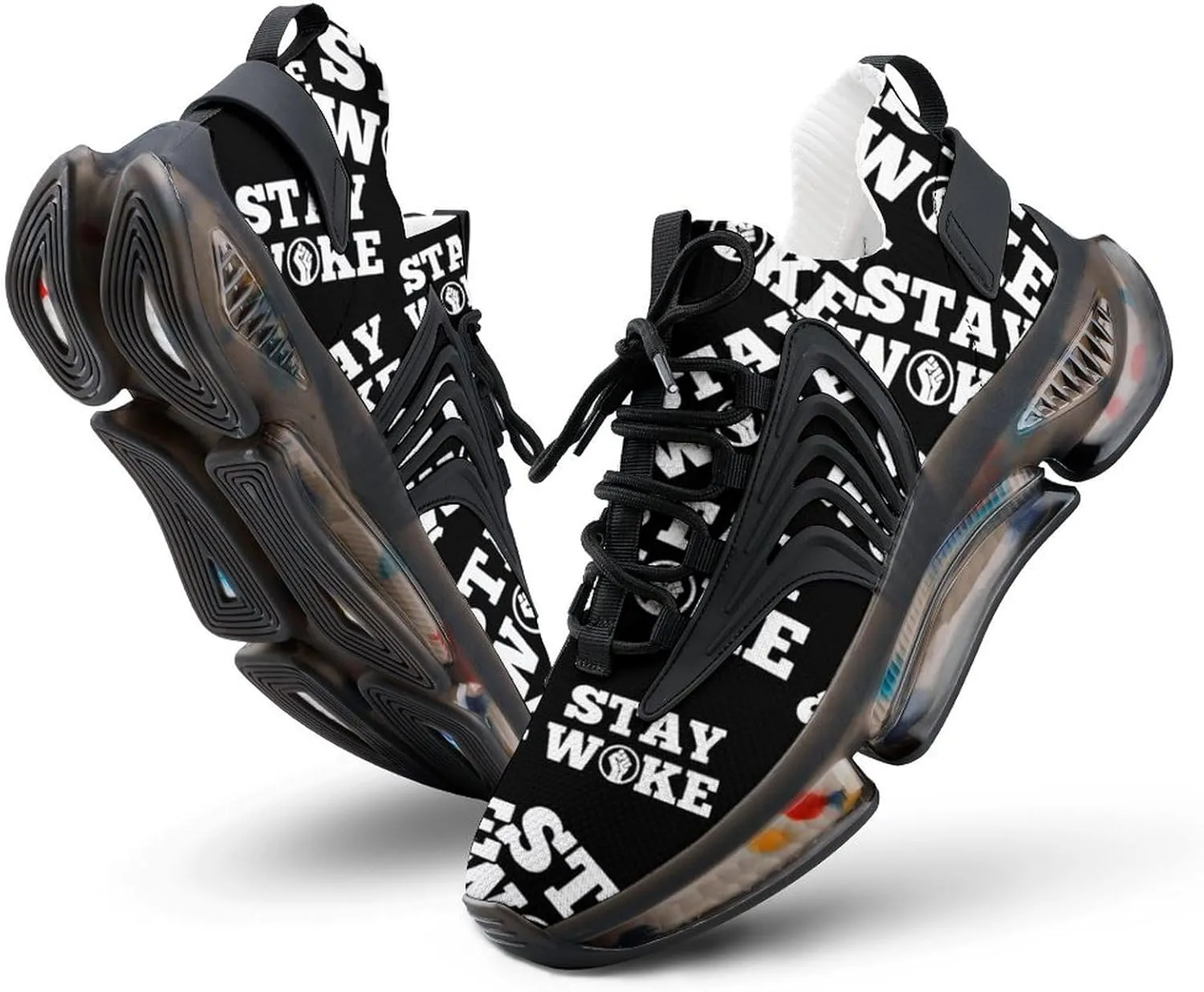 Stay Woke Walking Shoes for Men Lightweight Tennis Fashion Elastic Sports Shoes Cushion Basketball Shoes