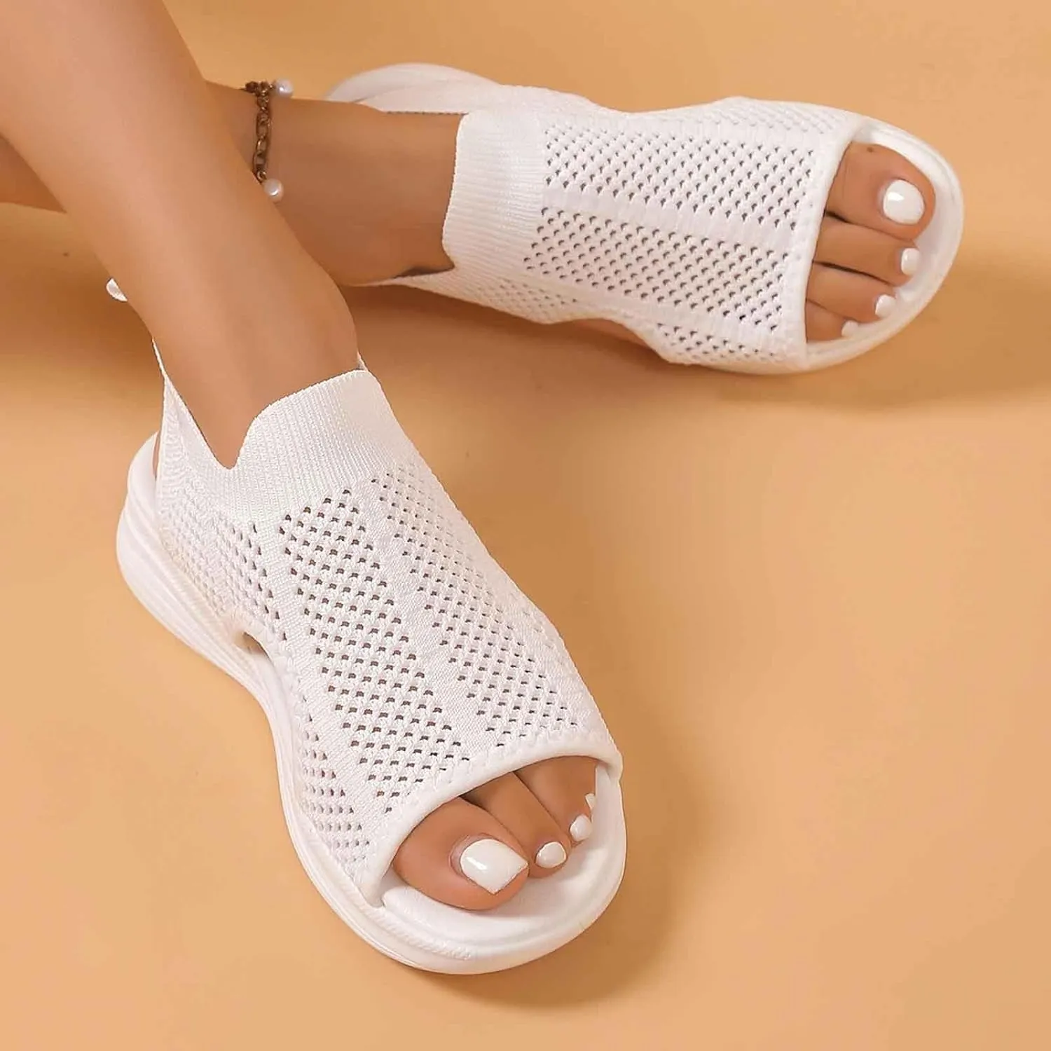Stylish Women's Sandals Open Toe Design Perfect for Everyday Casual Wear Comfortable Flat Sole and Breathable