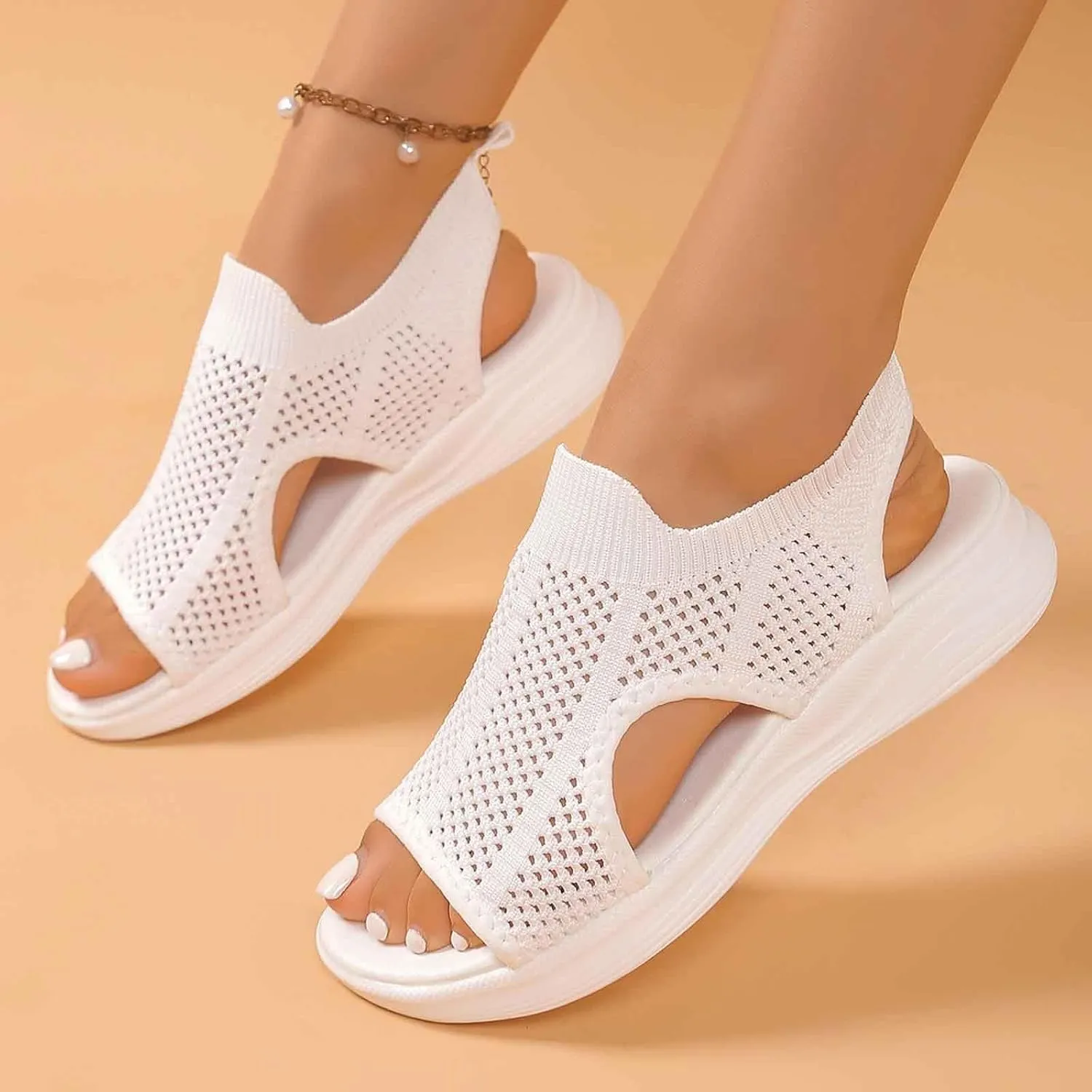 Stylish Women's Sandals Open Toe Design Perfect for Everyday Casual Wear Comfortable Flat Sole and Breathable