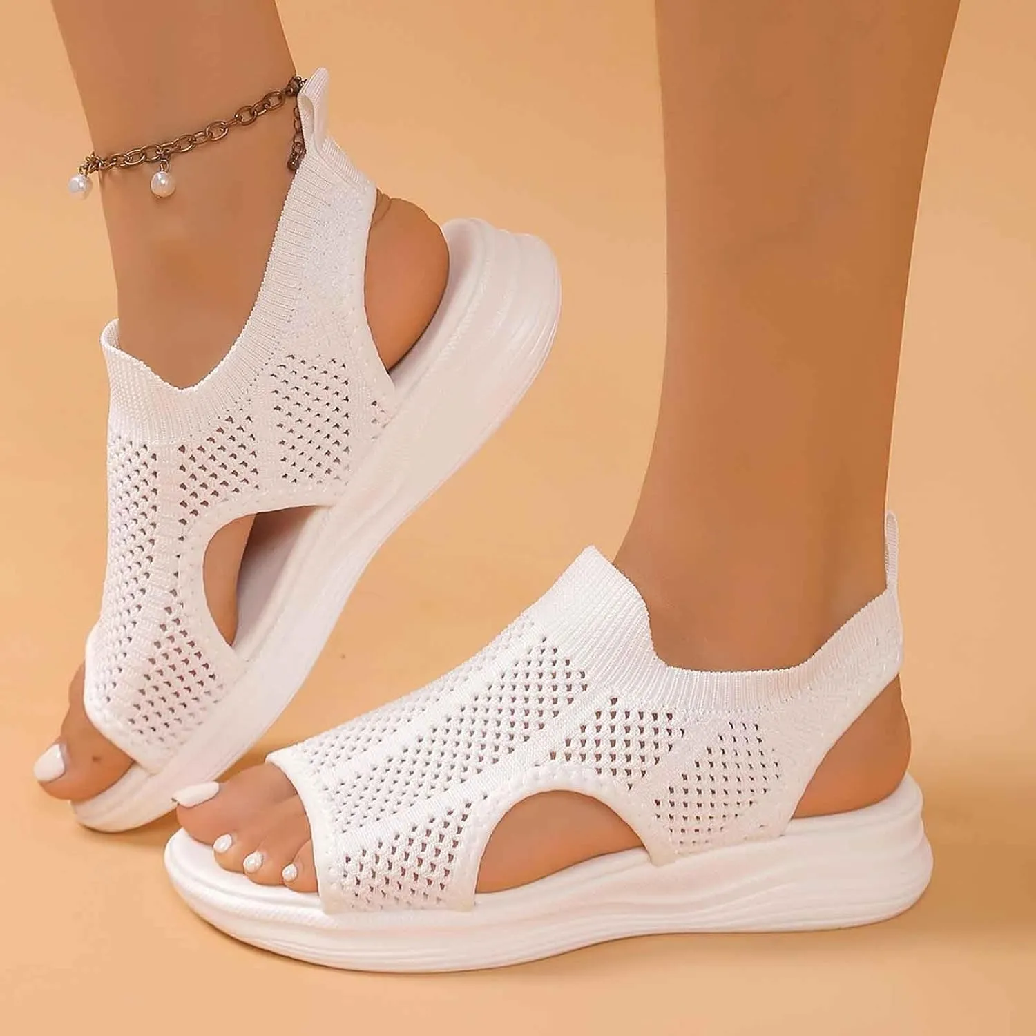 Stylish Women's Sandals Open Toe Design Perfect for Everyday Casual Wear Comfortable Flat Sole and Breathable