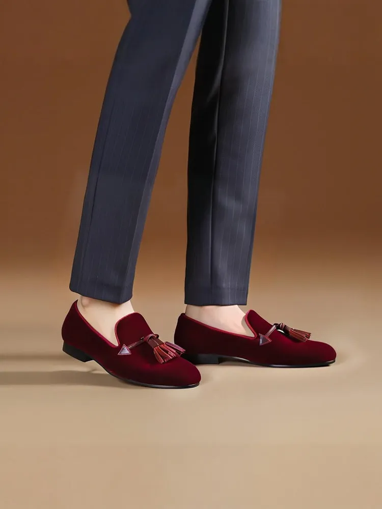 Summer new five-color men's British style classic loafers, tassel style velvet slip-ons, slip-on yuppie shoes for men