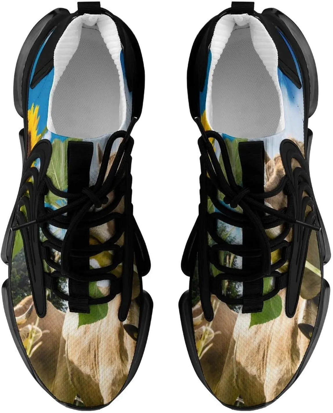 Sunflower Brown Cow Walking Shoes for Men Lightweight Tennis Fashion Elastic Sports Shoes Cushion Basketball Shoes