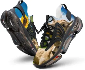 Sunflower Brown Cow Walking Shoes for Men Lightweight Tennis Fashion Elastic Sports Shoes Cushion Basketball Shoes