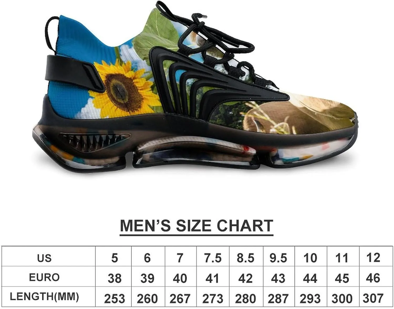 Sunflower Brown Cow Walking Shoes for Men Lightweight Tennis Fashion Elastic Sports Shoes Cushion Basketball Shoes