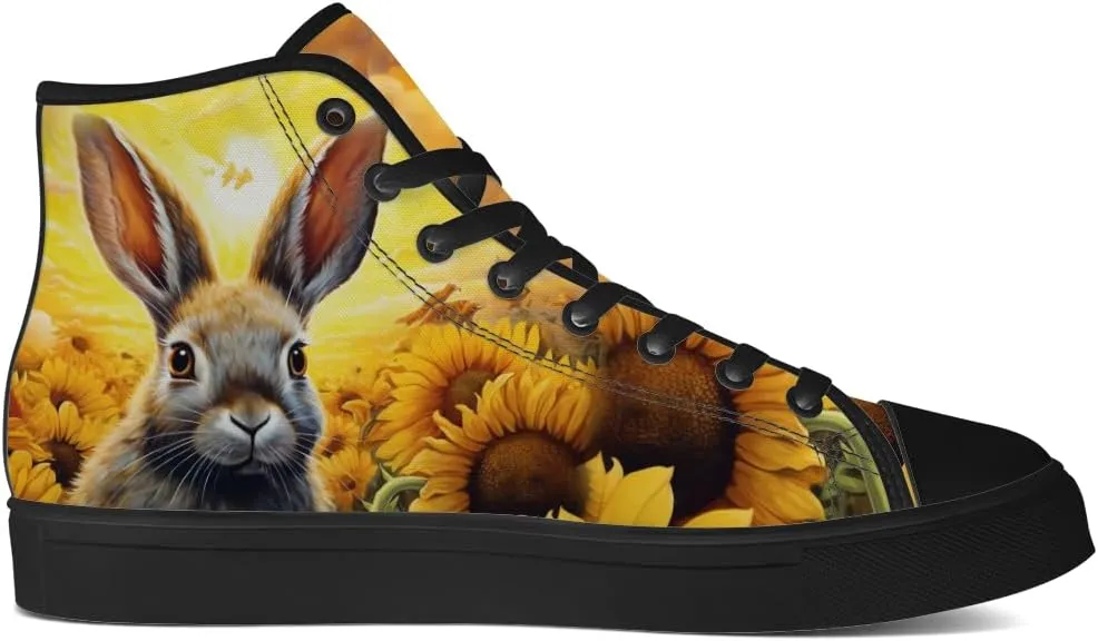 Sunflower Shoes for Men Women High Top Canvas Sneakers Lace Up Casual Walking Shoes Gifts for Dad Mom
