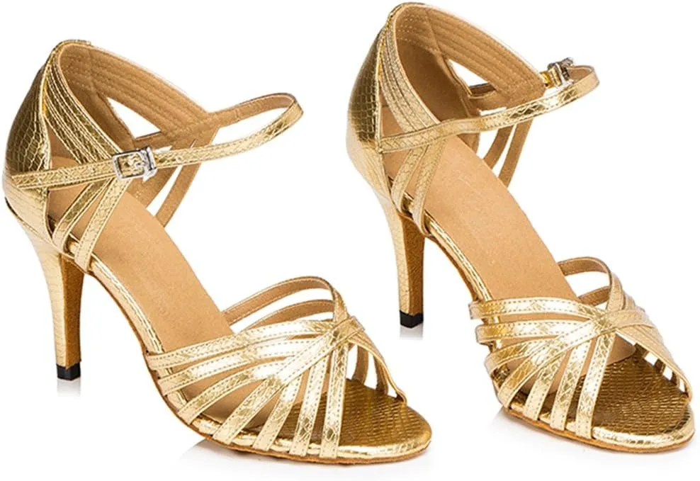 TDA Women's Fashion Single Strap Stiletto High Heel Latin Salsa Ballroom Dance Shoes