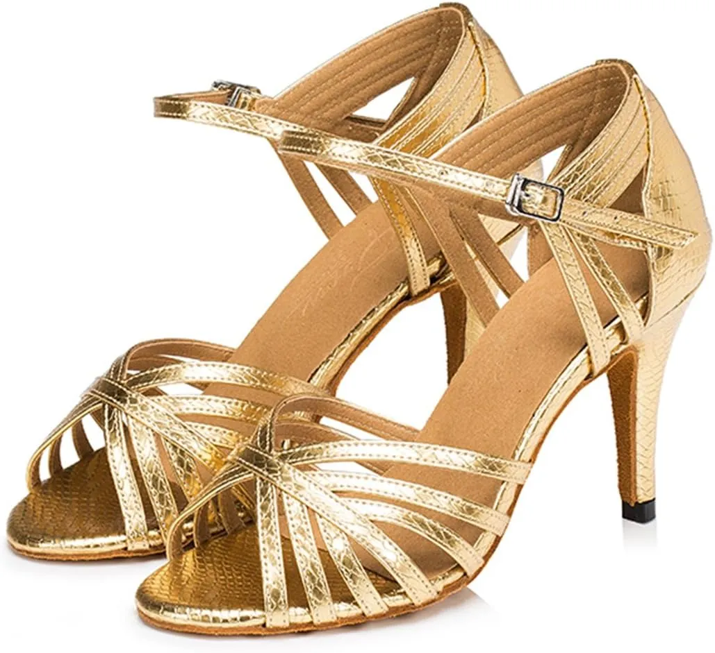 TDA Women's Fashion Single Strap Stiletto High Heel Latin Salsa Ballroom Dance Shoes