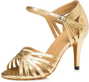 TDA Women's Fashion Single Strap Stiletto High Heel Latin Salsa Ballroom Dance Shoes