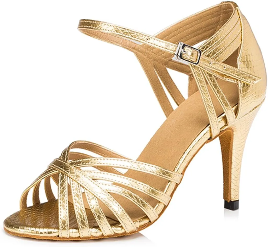TDA Women's Fashion Single Strap Stiletto High Heel Latin Salsa Ballroom Dance Shoes