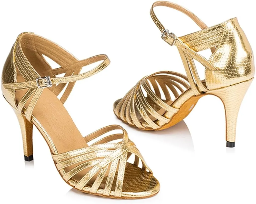 TDA Women's Fashion Single Strap Stiletto High Heel Latin Salsa Ballroom Dance Shoes