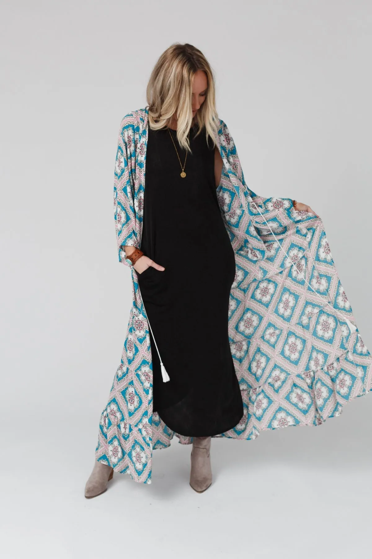 The Nest Cassie Sleeveless Pocket Slinky Maxi Dress - Black