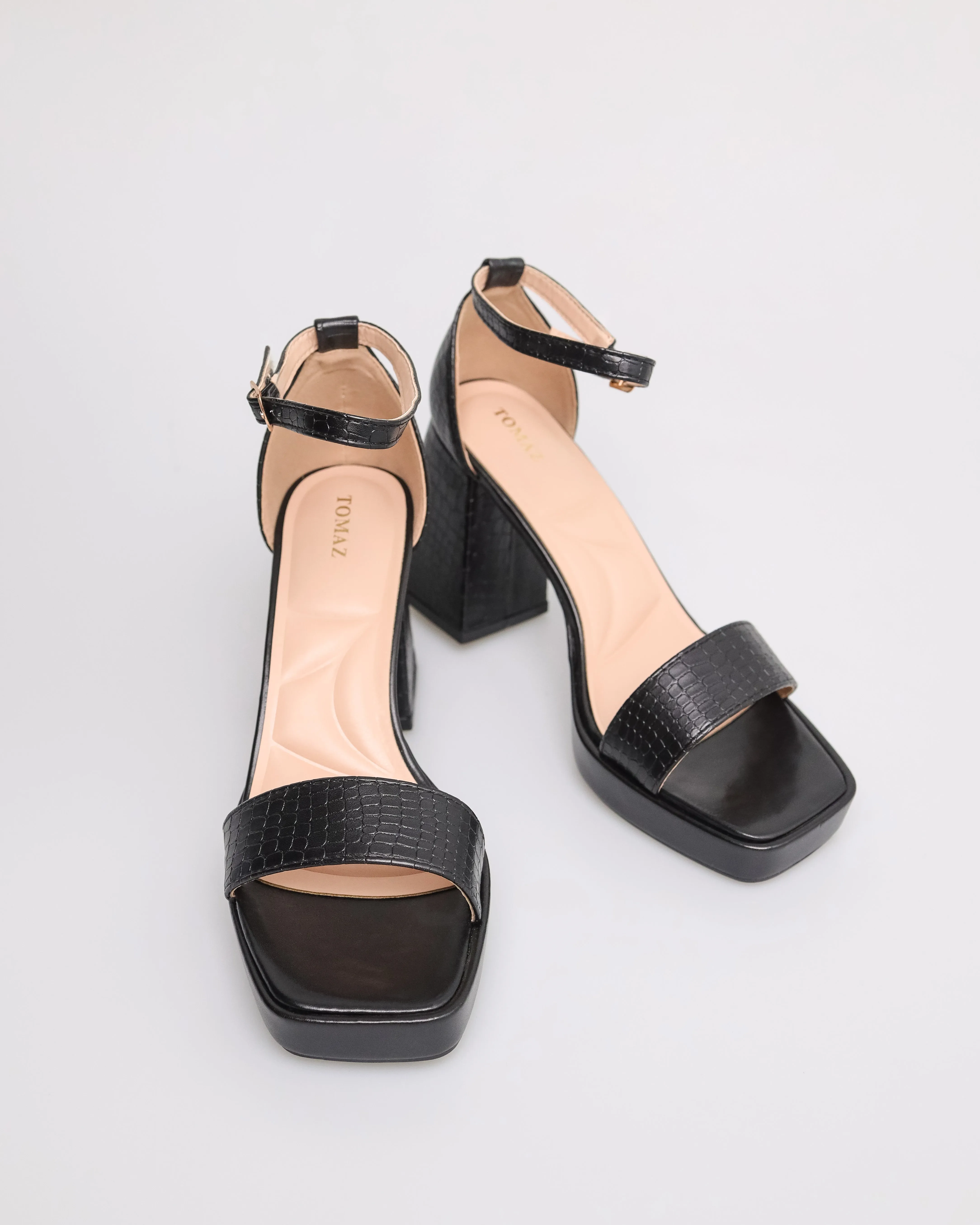 Tomaz NN180 Ladies Open Toe Wide-Block Heels
