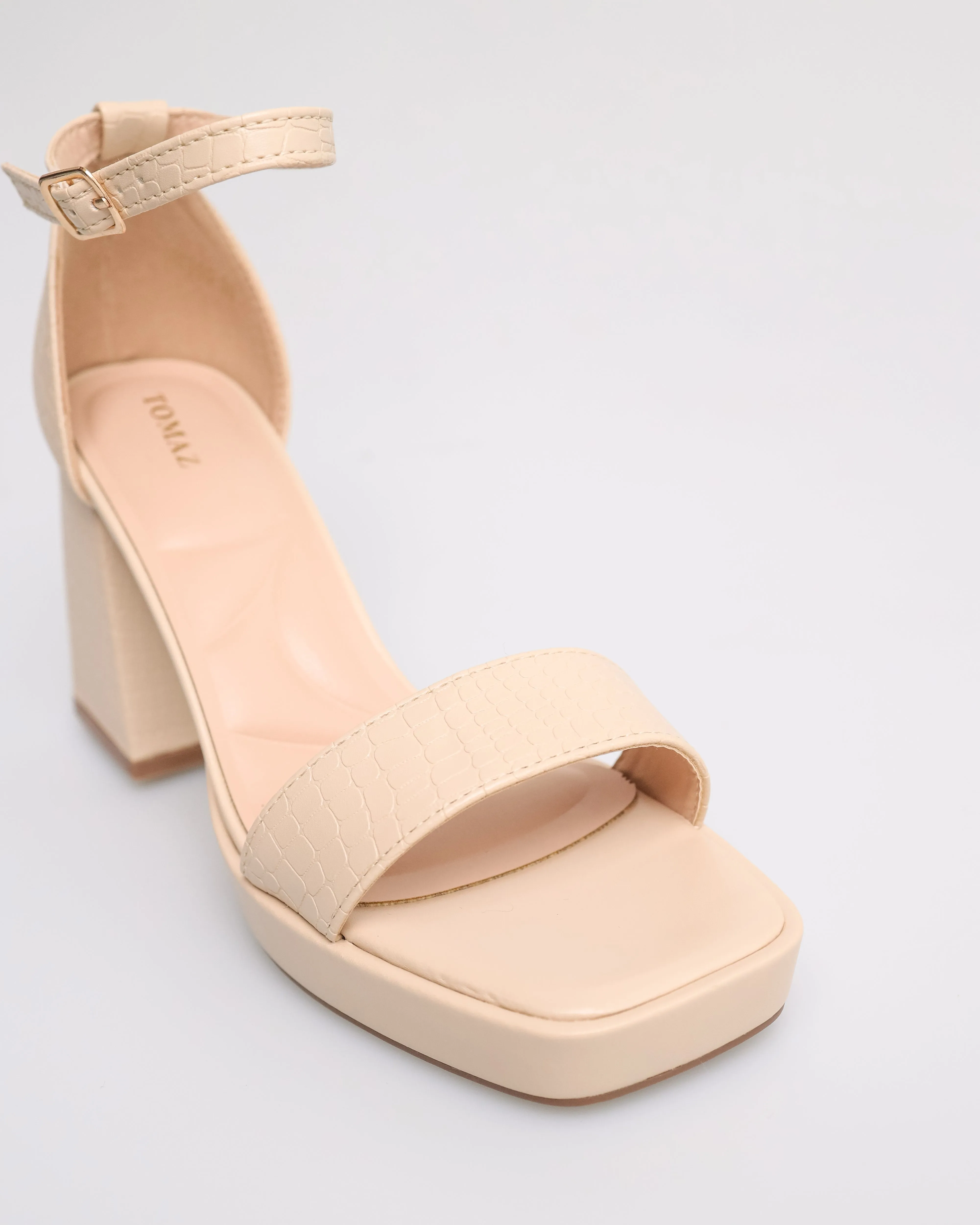Tomaz NN180 Ladies Open Toe Wide-Block Heels