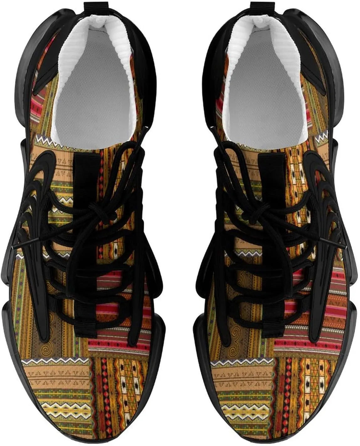 Traditional African Pattern Walking Shoes for Men Lightweight Tennis Fashion Elastic Sports Shoes Cushion Basketball Shoes
