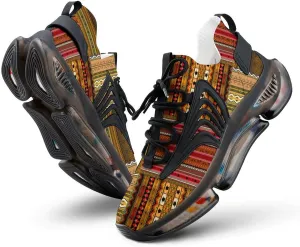 Traditional African Pattern Walking Shoes for Men Lightweight Tennis Fashion Elastic Sports Shoes Cushion Basketball Shoes