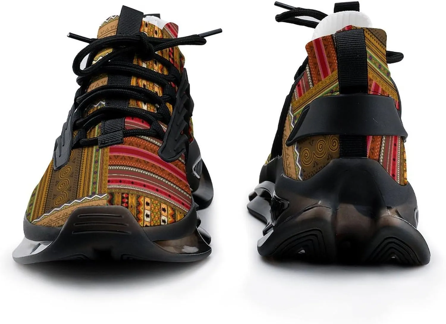 Traditional African Pattern Walking Shoes for Men Lightweight Tennis Fashion Elastic Sports Shoes Cushion Basketball Shoes