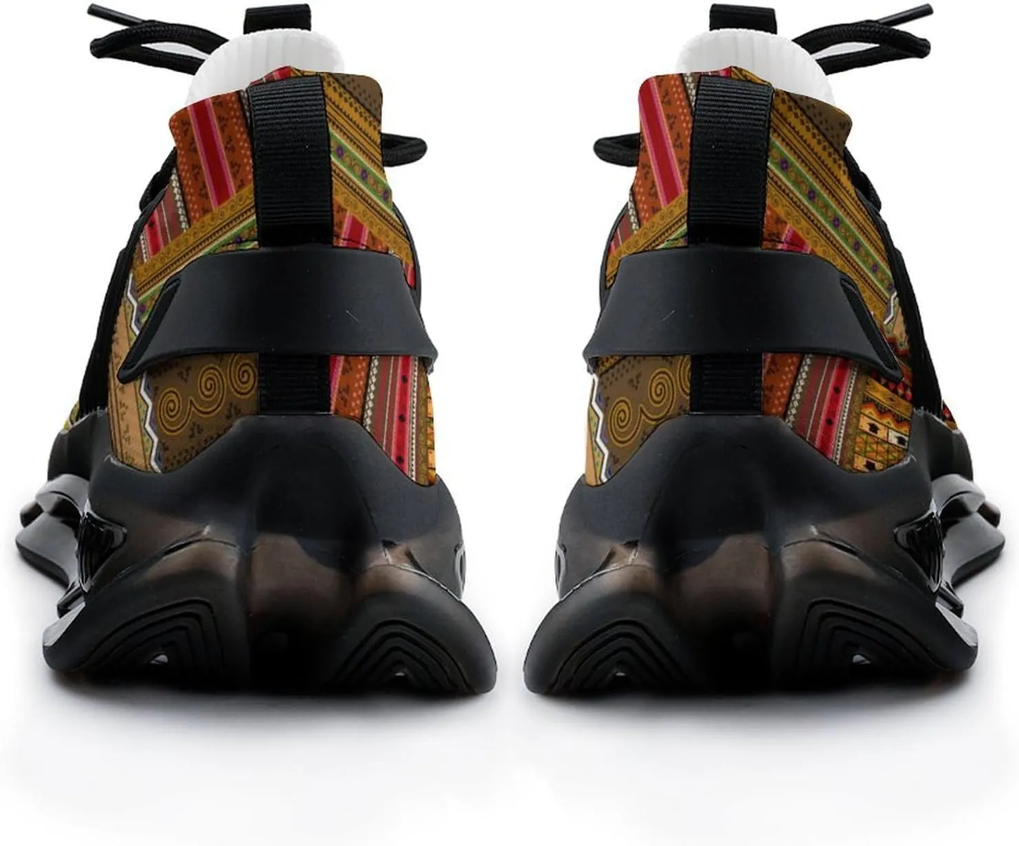 Traditional African Pattern Walking Shoes for Men Lightweight Tennis Fashion Elastic Sports Shoes Cushion Basketball Shoes
