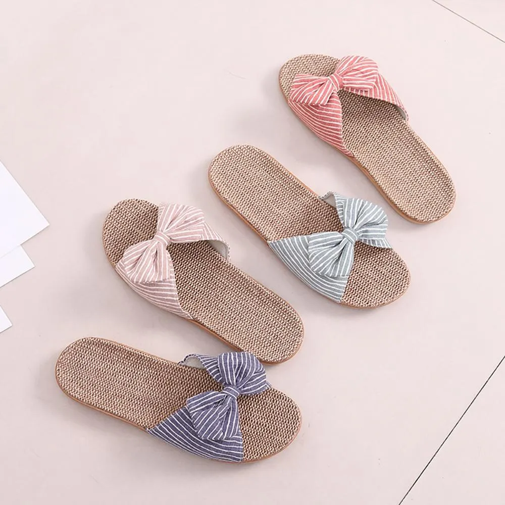 Trendy Summer Striped Bow-Knot Flip Flops Slippers