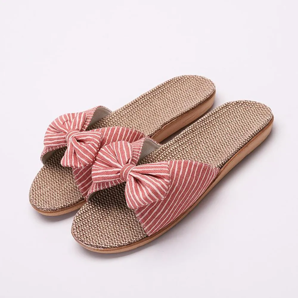 Trendy Summer Striped Bow-Knot Flip Flops Slippers
