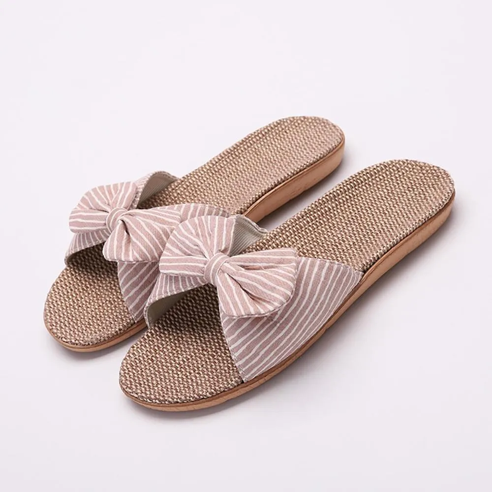 Trendy Summer Striped Bow-Knot Flip Flops Slippers