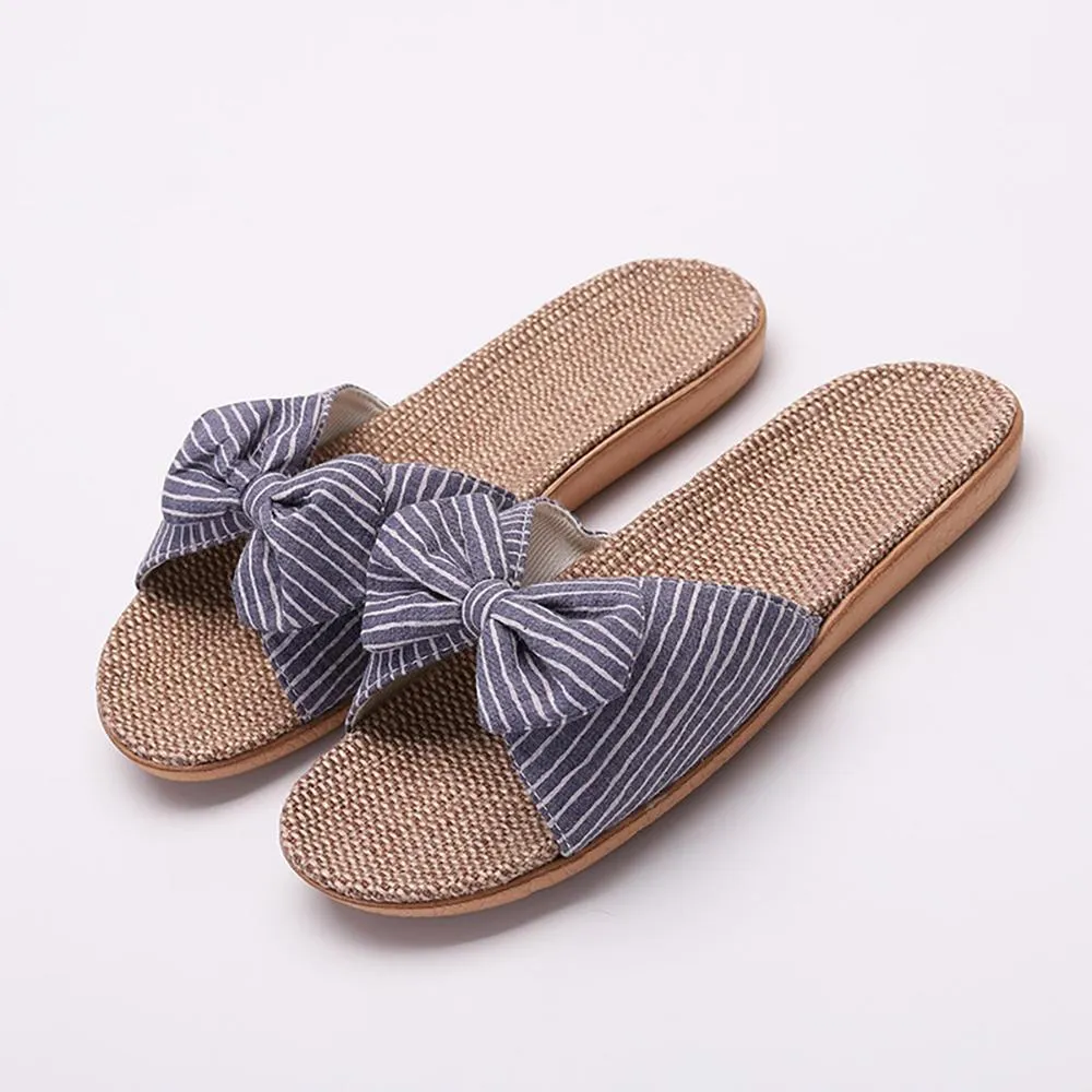 Trendy Summer Striped Bow-Knot Flip Flops Slippers