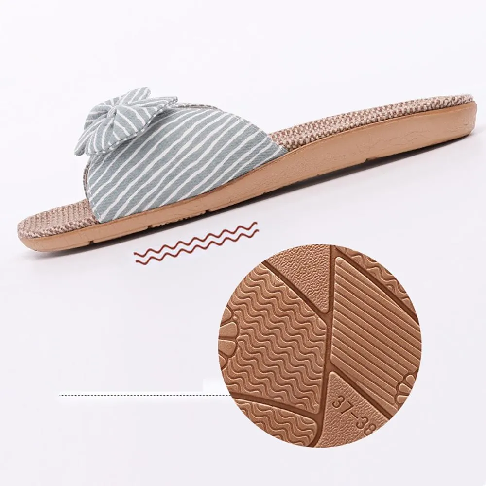 Trendy Summer Striped Bow-Knot Flip Flops Slippers