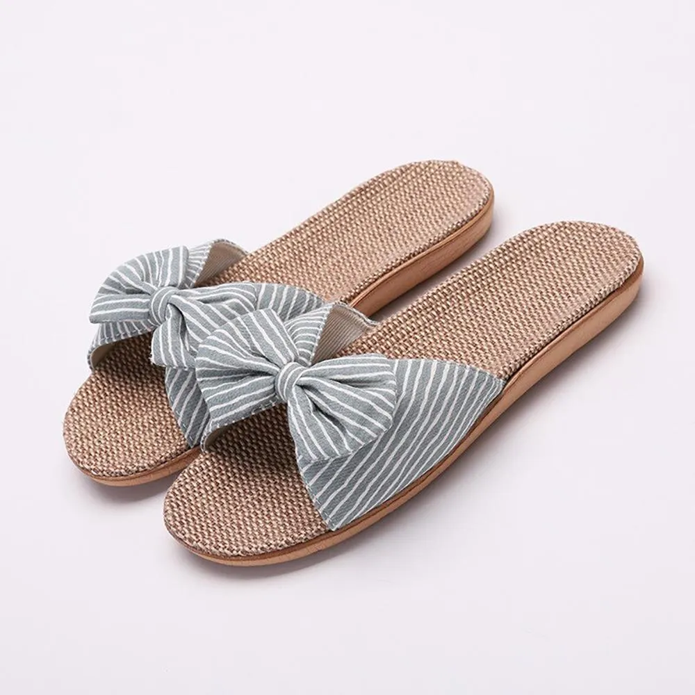 Trendy Summer Striped Bow-Knot Flip Flops Slippers