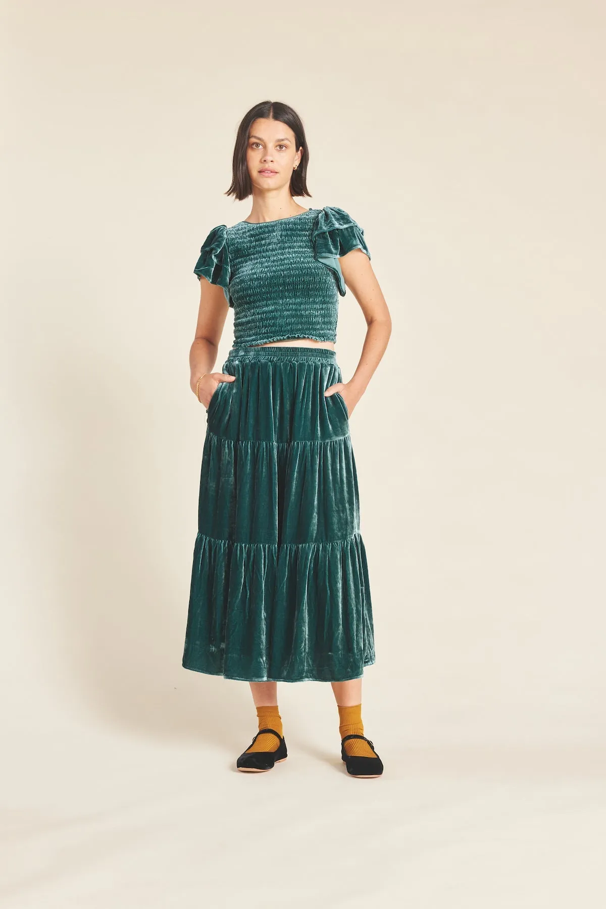 Trovata Cerise Top in Ponderosa Silk Velvet