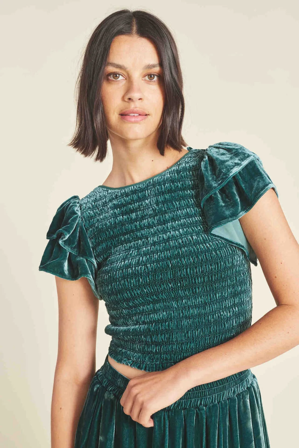 Trovata Cerise Top in Ponderosa Silk Velvet