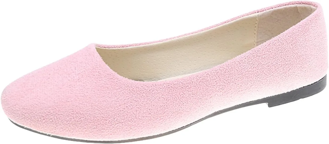 VESNIBA Women Girls Solid Big Size Slip On Flat Shallow Comfort Casual Single Shoes Womens Sandals Size