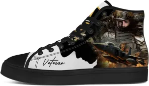 Veteran Shoes for Men Women Patriotic High Top Canvas Sneakers Lace Up Casual Walking Shoes Gifts for Dad Mom