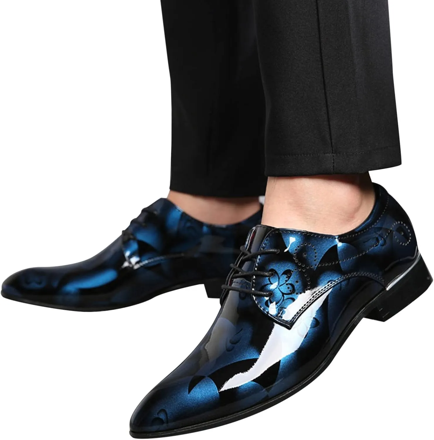 Vintage Shoes Men Leather Classical Style Shoes for Men Slip On PU Leather Low Rubber Sole Block Heel Work Double Monk Strap Leather Men's Shoes