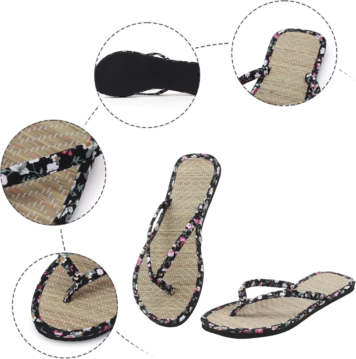 Women Shoes Flat Thongs Straw Mat Slippers Casual Home Fashion Woven Sandals Espadrille Wedges Shoes for Women
