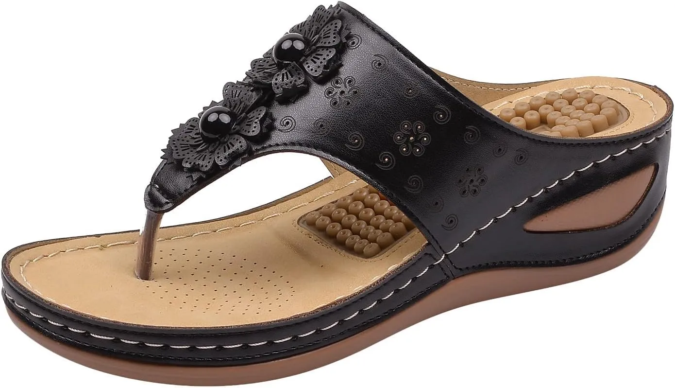 Womens Orthopedic Walking Sandals with Arch Support Thick Cushion Comfortable Recovery Slides for Plantar Fasciitis Summer Beach Activities