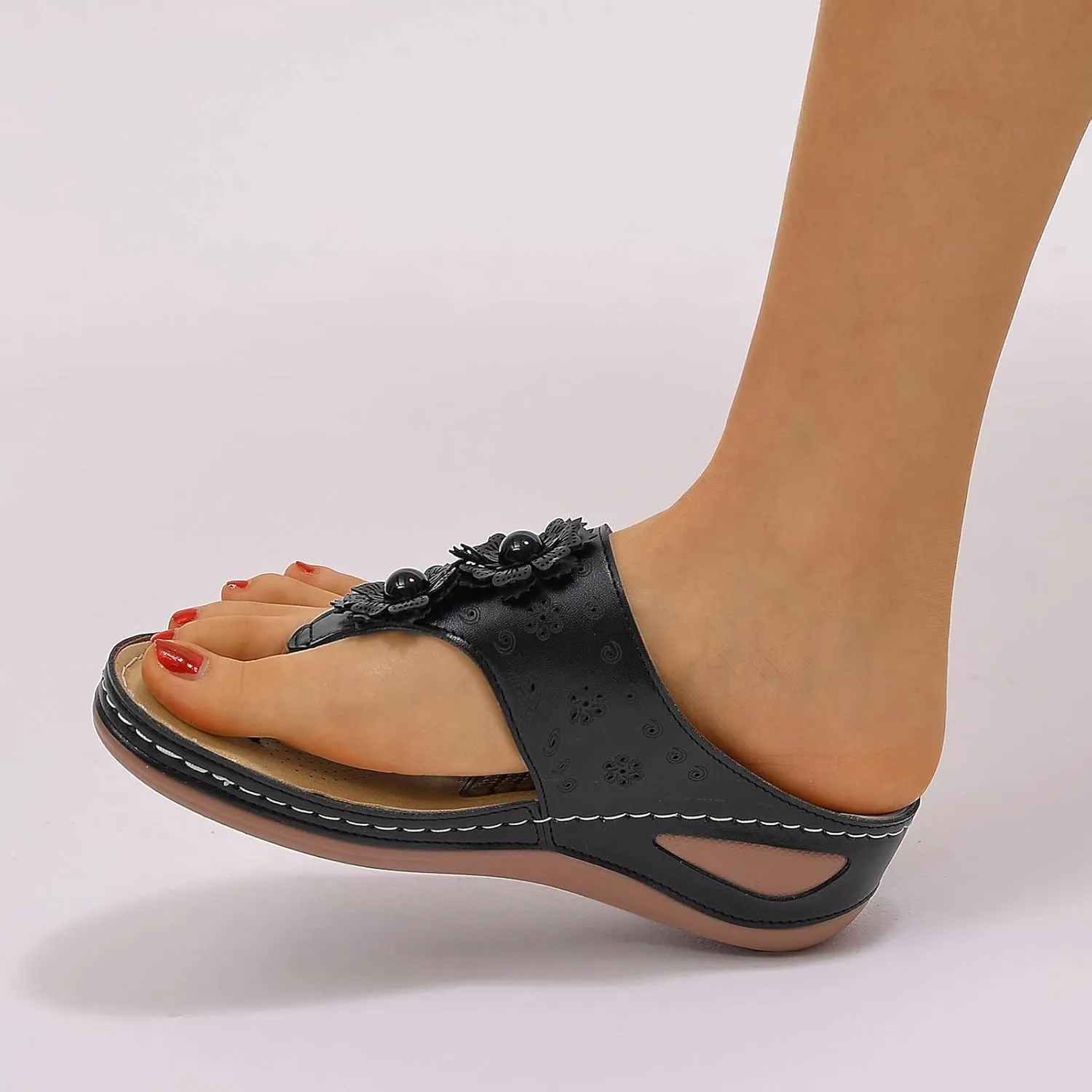 Womens Orthopedic Walking Sandals with Arch Support Thick Cushion Comfortable Recovery Slides for Plantar Fasciitis Summer Beach Activities