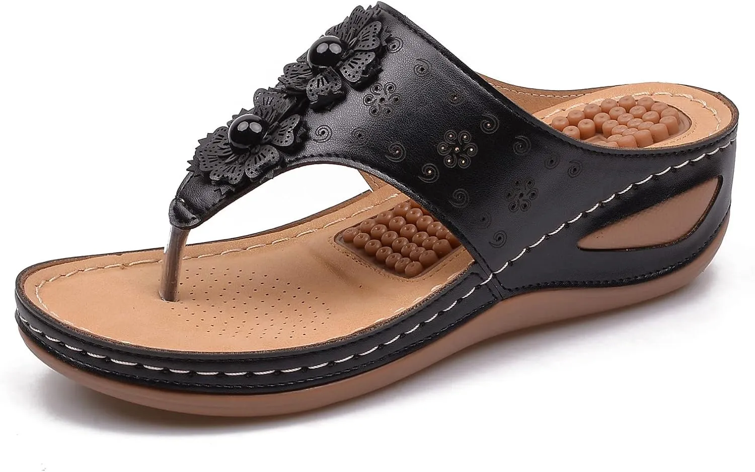 Womens Orthopedic Walking Sandals with Arch Support Thick Cushion Comfortable Recovery Slides for Plantar Fasciitis Summer Beach Activities