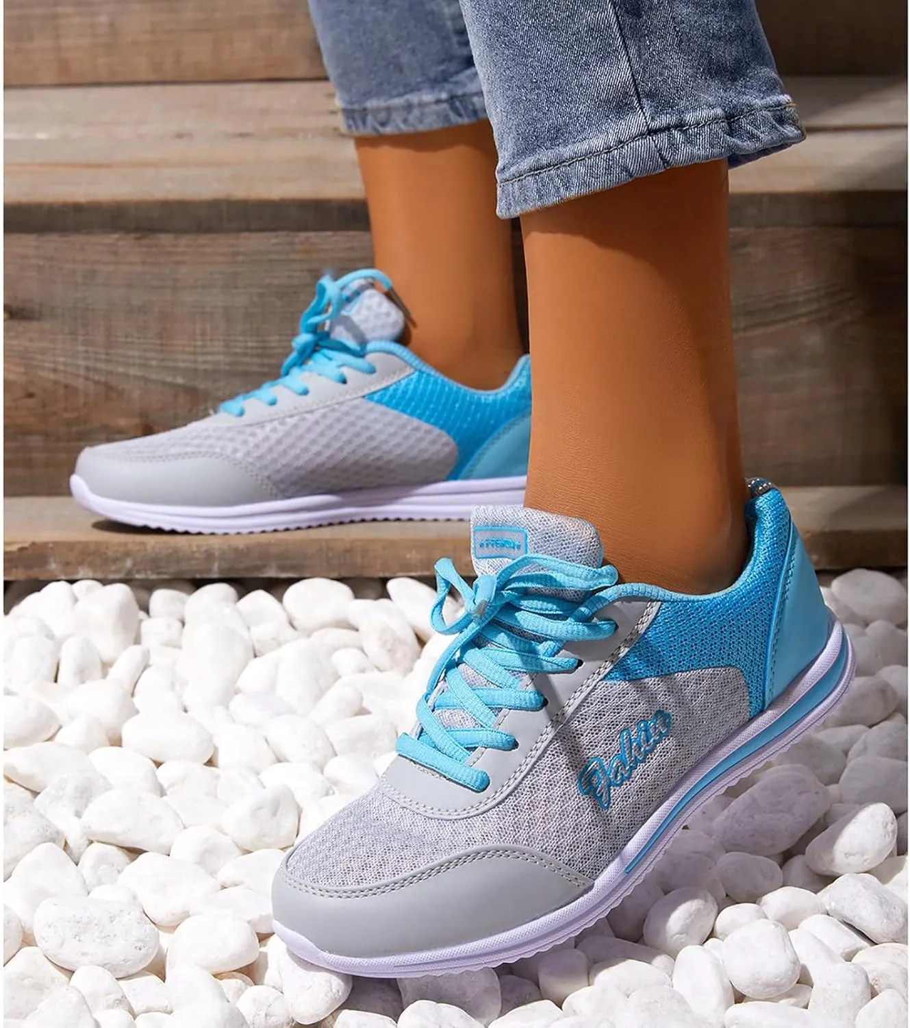 Women's Rhinestone Mesh Slip On Walking Shoes Fashion Breathable Womens Tennis Shoes Sports Slip On Shoes Casual Wedge Sneakers Slip On Tennis Shoe Trainers Shoe
