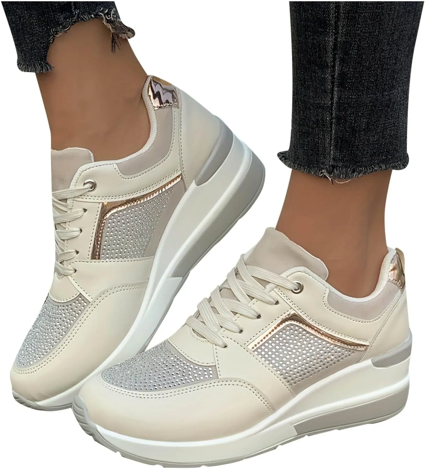 Womens Slip On Walking Shoes Non Slip Running Shoes Thick Bottom Flat Breathable Workout Lightweight Sneakers