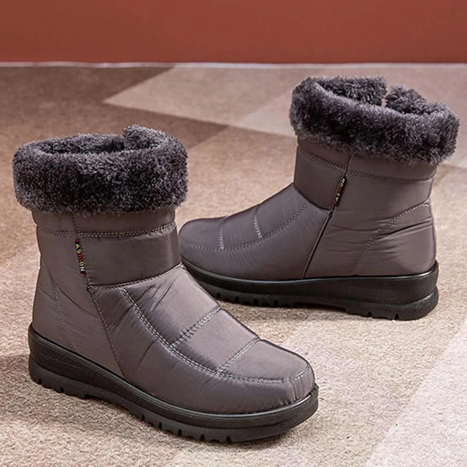 Women's Snow Boots Waterproof Lightweight Snow Boots Waterproof Women Winter Brown Fur Boots for Women Waterproof Women Work Boots Waterproof Slip Resistant Winter Boot for Women Working