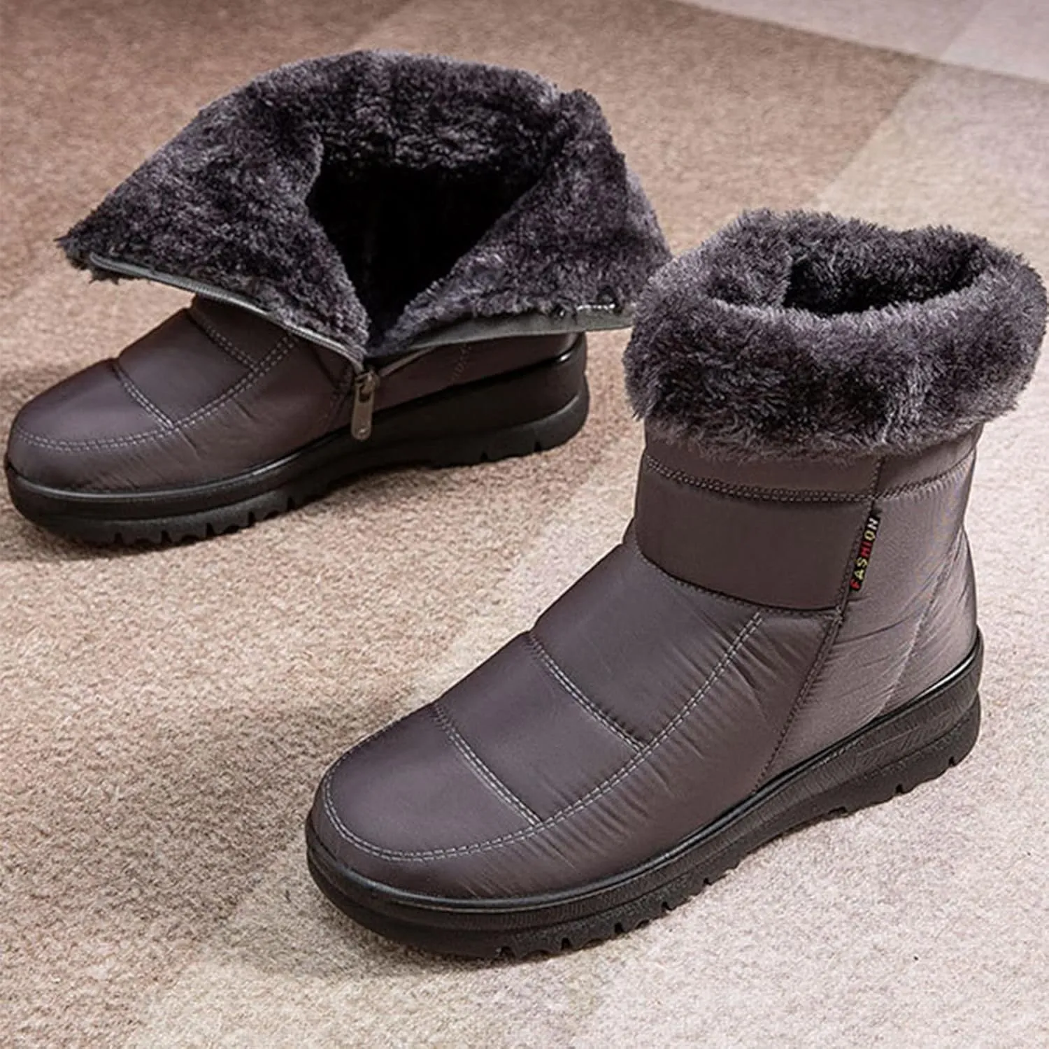Women's Snow Boots Waterproof Lightweight Snow Boots Waterproof Women Winter Brown Fur Boots for Women Waterproof Women Work Boots Waterproof Slip Resistant Winter Boot for Women Working